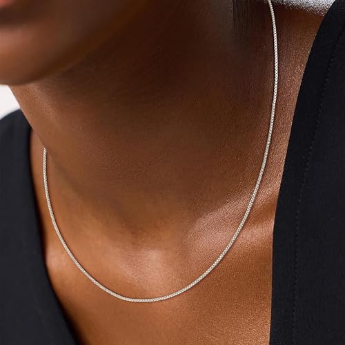 925 Sterling Silver Chain for Women, Diamond Cut 1mm Box Chain Lobster Claw Clasp Silver Jewelry Gifts for Women Mom Girlfriend - color: Silver, size: 24 Inches