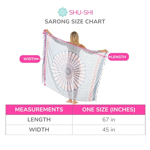 SHU-SHI Sarong Wraps for Women Long Beach Cover ups Pareo Bathing Suit Wrap Skirt Mandala Sarongs Coverup - color: Gray/Orange