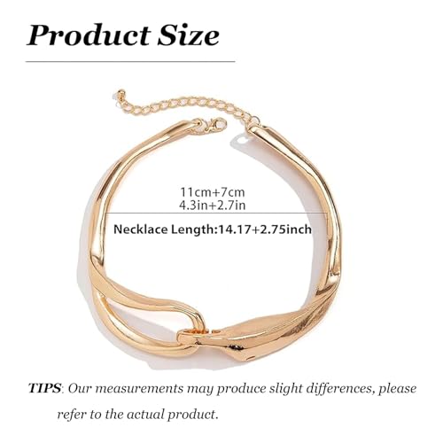 Chunky Chain Necklaces Women Statement Collar Necklace Gold Flat Snake Chain Choker Ribbed Design for Party, Dress Jewelry Gifts - color: A12