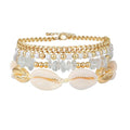 Shell Bracelet Seashell Boho Beaded Stretch Bracelets for Women Summer Beach Bracelets Starfish Charm Bracelet Stackable Gold Plated Bracelets Set for Women - color: k-shell 4pcs
