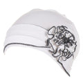 Headwrap Turbans for Women - Twist Soft Floral Solid Caps Pre Tied Chemo Beanies Headwear Hat for Cancer - color: Black White