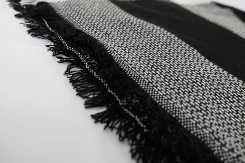 Wander Agio Womens Warm Long Shawl Winter Wraps Large Scarves Knit Cashmere Feel Plaid Triangle Scarf - color: Big Black White 15