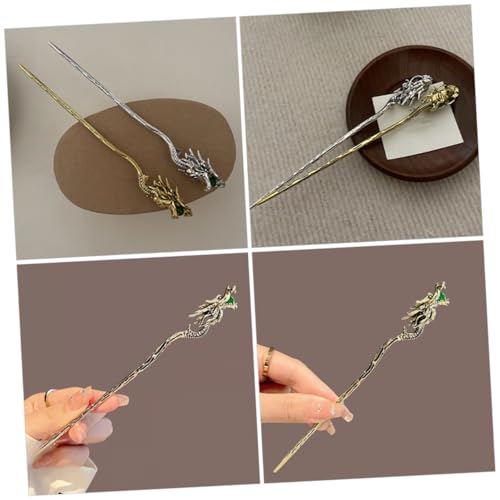 Dragon Hair Stick Chinese Hair Chopstick Vintage Bun Holder Lightweight Metal Styling Tool for Women Hanfu and Daily Updos - color: Golden