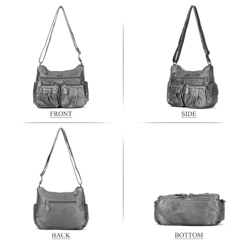 Angel Kiss Crossbody Bags for Women, Ladies Shoulder Handbags and Purses Medium Faux Leather Pocketbooks | Ladies - color: Silver Grey