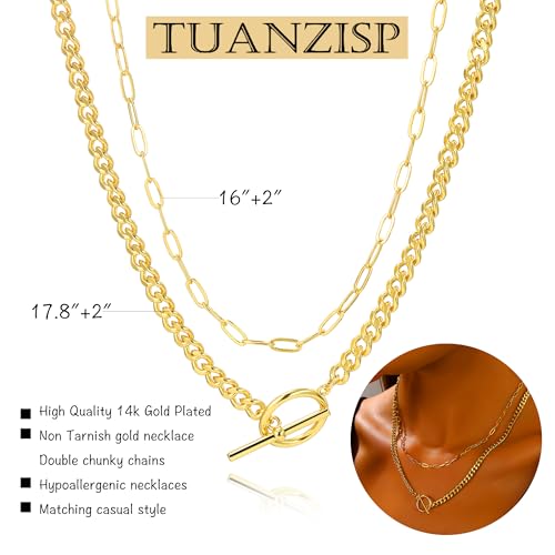 Gold Necklace Stack for Women, Layered Gold Necklaces Set,18K Gold Plated Simple Dainty Gold Chain Choker Necklaces Trendy Jewelry Gifts for Women - color: S04