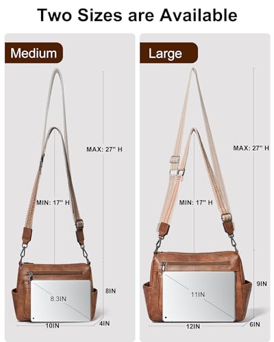 Bluome Crossbody Purses for Women, Medium Large Faux Leather Crossbody Bags Lightweight Sling Bag Shoulder Handbags - color: Brown, size: Medium 7L