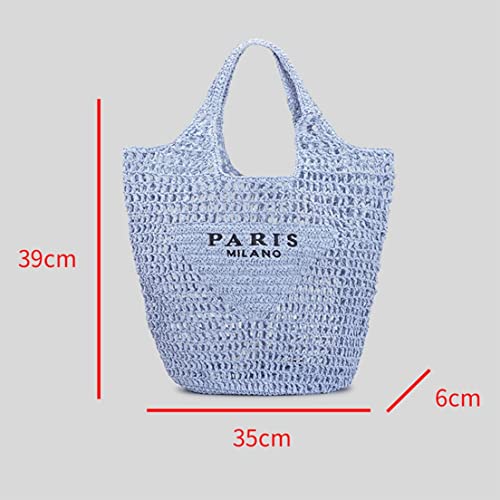 POOOPSSD New Woven Bag, Straw Mesh Tote Bag, Beach, Shoulder Bag, Hobo Women, Foldable Large Capacity, for Holiday. - color: Orange