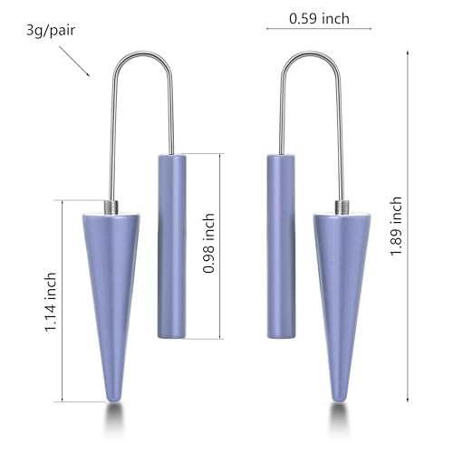 Trendy Dangle Earrings Set for Women, Colorful Aluminum Drop Earrings, 6 Pcs DIY Interchangeable Conical Beads, Lightweight Titanium Ear Hooks, Hypoallergenic and Not Easy To Fade - color: Blue Dark blue Purple