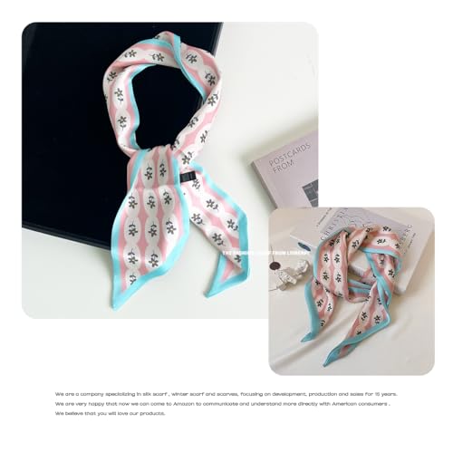 Hair Head Neck Bag Long Scarf Versatile Wrap for Women Soft & Lightweight for Everyday Chic - color: 39 Pink Flower 3.7 X 38 Inch