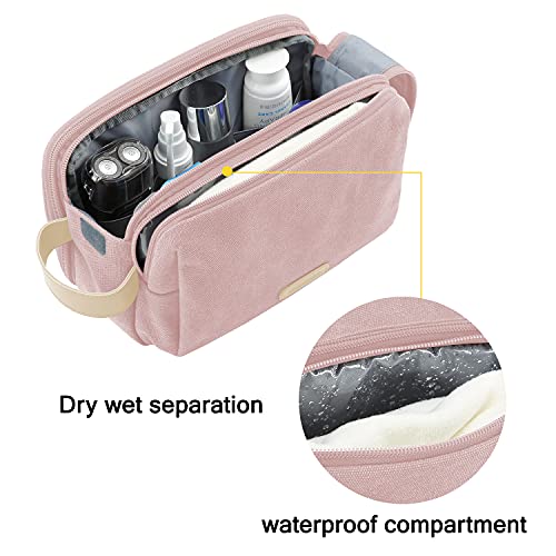 BAGSMART Toiletry Bag for Women, Cosmetic Makeup Bag Organizer, Travel Bag for Toiletries, Dopp Kit Water-resistant Shaving Bag for Accessories, Pink-Medium - color: Pink, size: Medium