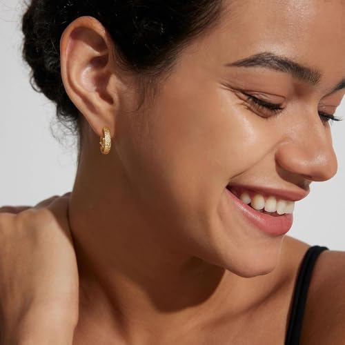 Gold Hoop Earrings for Women 14K Gold Plated Hoop Earrings Set, Large Medium Small Hoop Earrings Lightweight Hypoallergenic Huggie Statement Jewelry Gift for Women - color: Gold-E