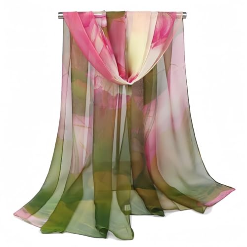 MINIDORA Lightweight Scarves for Women Elegant Floral Pattern Scarf Shawls Sunscreen Head Shawls - color: Style 1-green