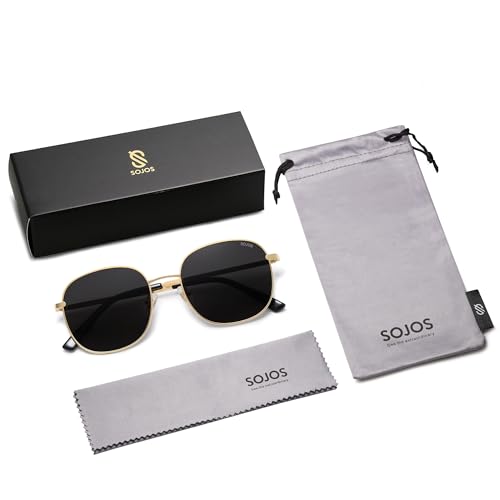 SOJOS Classic Trendy Square Sunglasses for Women Men Cute Big Frame Gold Shades SJ1137 - color: Bright Gold/Grey