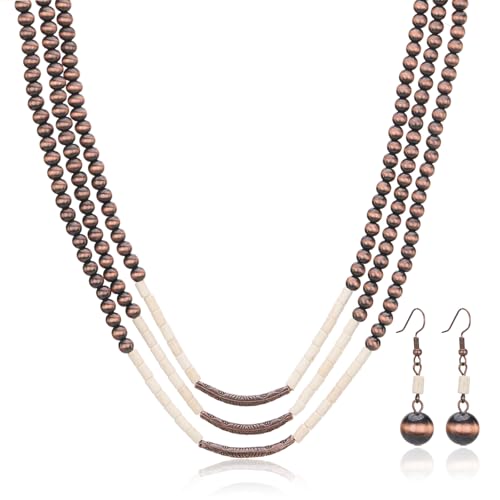 Montana West Rustic Couture's Western Jewelry Set for Women Cowgirl Vintage Western Necklace Earring - color: White