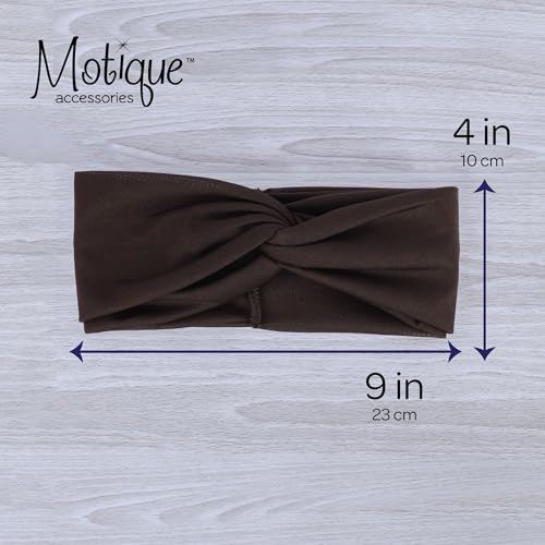 Motique Accessories Solid Twist Turband Headwrap Hair Band for Women (Dark Brown) - color: Dark Brown
