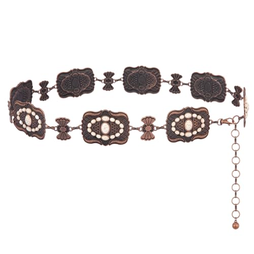 Montana West Rustic Couture's Large Western Concho Metal Belts for Women Cowgirl - color: Concho White