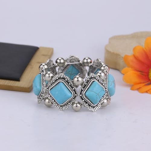 Western Bracelets for Women Vintage Chunky Turquoise Cuff Bracelet Turquoise Country Bracelets Adjustable Boho Cuff Bracelet Western Country Costume Jewelry Accessories - style: Style7