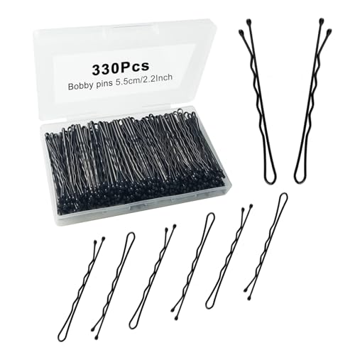 330 Pcs 2.2 Inch Black Bobby Pins, Set of Hairpins with Box, Premium Hair Pins for Kids, Girls and Women, Great for All Hair Types - color: Black(2.2Inch)