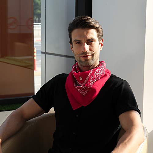 Cotton Bandanas for Men & Women Paisley Cowboy Bandana Handkerchiefs for Hair 22x22 - color: 3pcs Black/Red/Navy