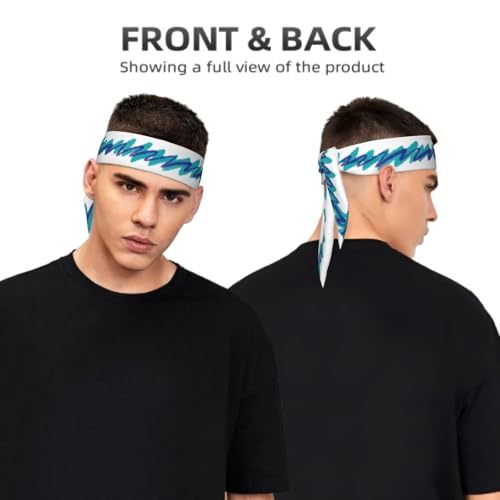Sports Tie Headband Bandana Running Athletic Sweat Band Elastic Adjustable Sport Head Tie for Men Women Head Ties Ninja Tie Headbands Tennis Sweatbands Soccer Basketball Teams Running Head Band - color: White blue Lines