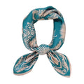 ANDANTINO 100% Mulberry Silk Scarf -21” Square Neckerchief with Gift Packed - color: 1-blue&pink Leaves