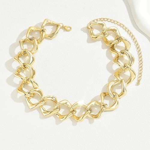 choice of all Chunky Gold Necklace Statement Necklace for Women Punk Chain Thick Gold Choker Jewelry Trendy Birthday Gifts - color: L:Chunky