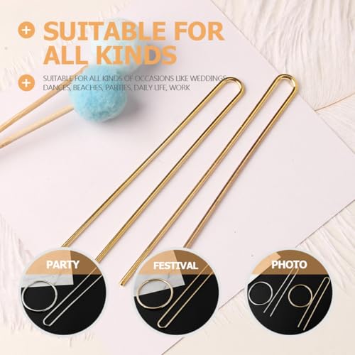 UKCOCO 4 Sets U-shaped Metal Hair Fork Hairpin for Women Smooth Double-prong Hair Stick Bun Holder Gold and Silver Styling