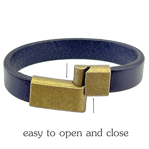 Mens Genuine Leather Bracelet - Handmade Adjustable Leather Cuff Bracelet punk Style leather wrap Wristband for Men - color: N-E