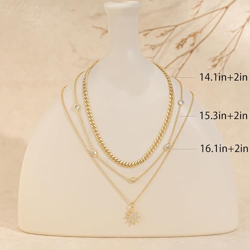 Layered Necklaces For Women,Dainty Gold Necklace Stack 14K Gold Plated Stackable Chain Necklaces For Women Trendy Statement Formal Layering Pendant Necklace Cute Stuff Fashion Jewelry - color: Gold-style2