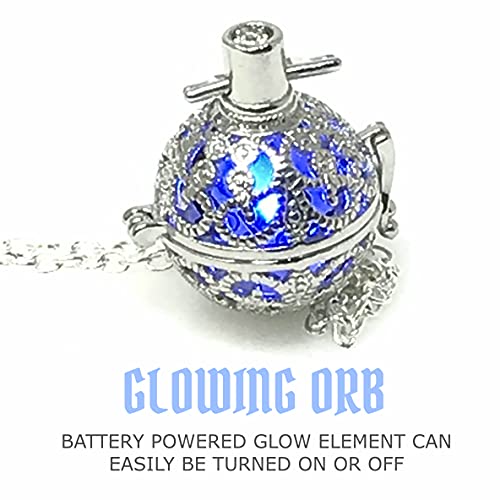UMBRELLALABORATORY Steampunk FIRE Necklace - Pendant Glow Locket - Great Gifts for women, Mother, Father, cute magical Jewelry - color: Blue