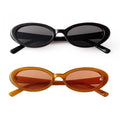 90s Sunglasses for Women Men Retro Small Oval Sunglasses - color: Black/Grey+brown/Brown