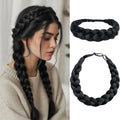 Black Braided Headbands Hair Piece for Women Synthetic Hair Head Bands Handmade Braid Hairband Hair Accessories Elastic Stretch Headwrap Braided Hair Band - color: 1B-Natural Black