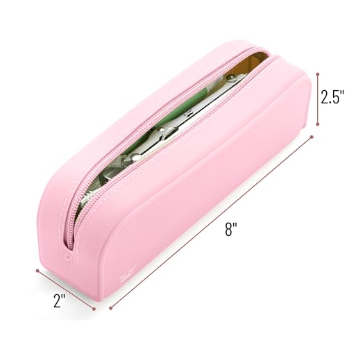 Mr. Pen- Silicone Pencil Case, Light Pink Pencil Pouch, Pencil Case Small | Multifunctional Pouch for Stationery, Cosmetics and Electrical Goods Storage - color: Light Pink