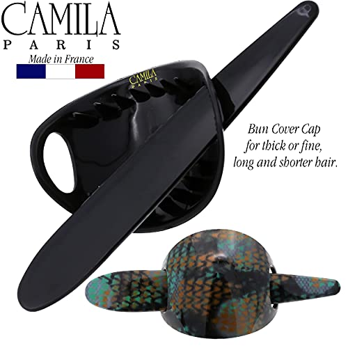 Camila Paris CP3243 French Hair Bun Holder Cover Cap Hair Updo, Turquoise, Hair Pin Thru, Strong Hold Grip Hair Clips for Women, No Slip and Durable Styling Girls Hair Accessories, Made in France - color: Turquoise