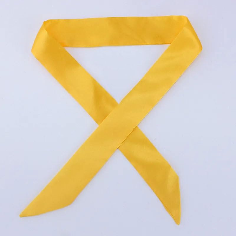 10 Pcs Long Thin Small Skinny Scarf Satin Neck Tie Ribbon Choker for Women Girls - color: Yellow