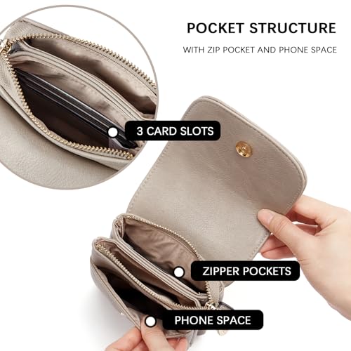BOSTANTEN Vegan Leather Crossbody Bags for Women Designer Cell Phone Bag Wallet Purses Adjustable Strap - color: A-03-retro Grey