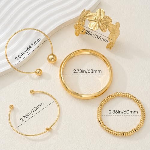 iF YOU Gold Bangle Bracelets for Women, Dainty Knot 14K Gold Plated Multi Layer Bangle Cuffs, Personalized Boho Chunky Bracelets for Women Jewelrys Set Gifts - color: gold-lb-2