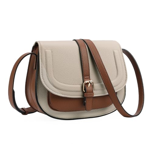 GOIACII Crossbody Bags for Women Saddle Purse Cute Shoulder Handbag Pebble Leather Brown - color: A03 Light Khaki
