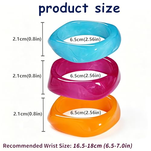 FAXHION Chunky Resin Acrylic Bangle Bracelets for Women, Colorful Wide Geometric Bangles Set, Statement Stackable Bracelet Jewelry Gift - color: Sky Blue