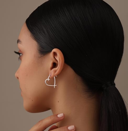 LeCalla 925 Sterling Silver Heart Hoop Earrings for Women | Love Theme Heart Shaped Hoop Earring | Womens Italian Love Heart Earrings Hoops - color: Love Heart Shape