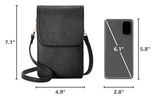 BOSTANTEN Vegan Leather Crossbody Bags for Women Designer Cell Phone Bag Wallet Purses Adjustable Strap - color: B-02-pebble Black