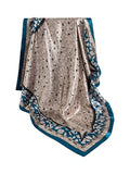 RoseSeek Women's Cheetah Print Silk Head Scarf Leopard Satin Rave Hair Scarf Headband Square Scarves - color: Mix Blue