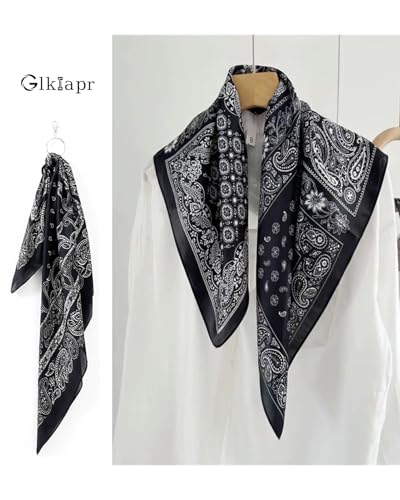 Satin Bandana Headscarf for Women Silky Hair Scarves for Fashion Lightweight - color: 23-black Cashew Nuts