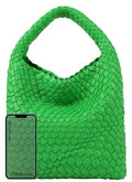 Woven Purses Bag for Women, Vegan Leather Handwoven Bags with Mini Handmade Purse - color: Grass Green