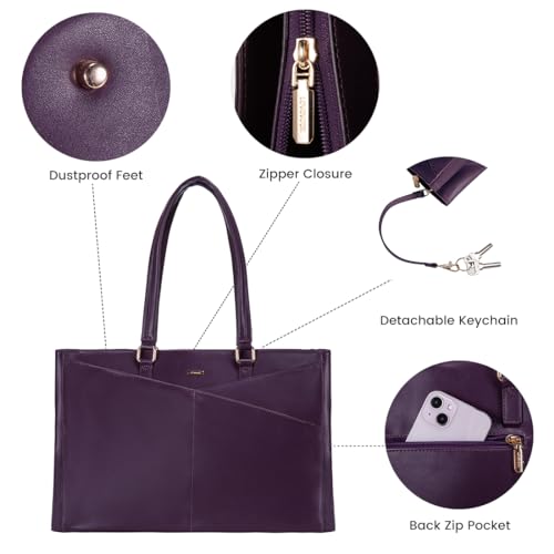 LOVEVOOK Laptop Bag for Women 15.6 Inch Tote Bags Waterproof Leather Briefcase Computer Women Business Office Work Bag,Mulberries Purple - color: Mulberries Purple 15.6 Inch, size: 15.6 inch