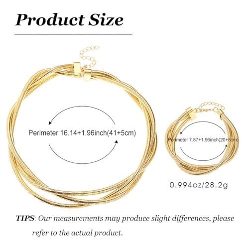 Chunky Chain Necklaces Women Statement Collar Necklace Gold Flat Snake Chain Choker Ribbed Design for Party, Dress Jewelry Gifts - color: A13