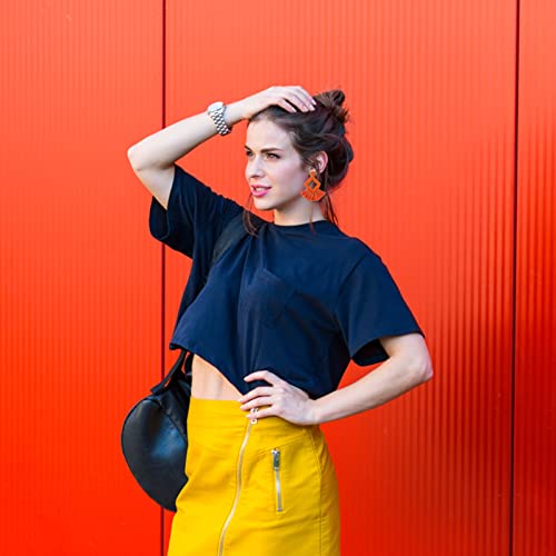 Long Tassel Earrings Statement Bohemian Pom Ball Handmade Drop Dangle Earrings for Women - style: S-Orange