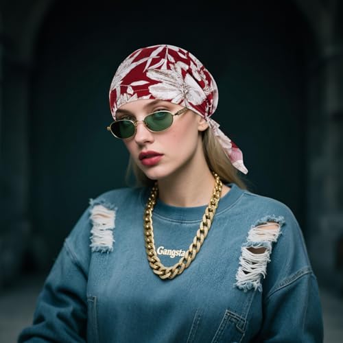 4pcs Pre-Tied Chemo Head Scarf Beanie Covers Cap Head Scarves Sleep Turban Hat Women Bandana with Stretch Print Ruffle - color: Multicolor-1
