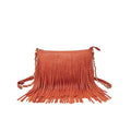 Solene Fringe Crossbody Shoulder Bag with Strap, Tassel Messenger bag, Country Style Western Fringe Purse for Women - color: Orange