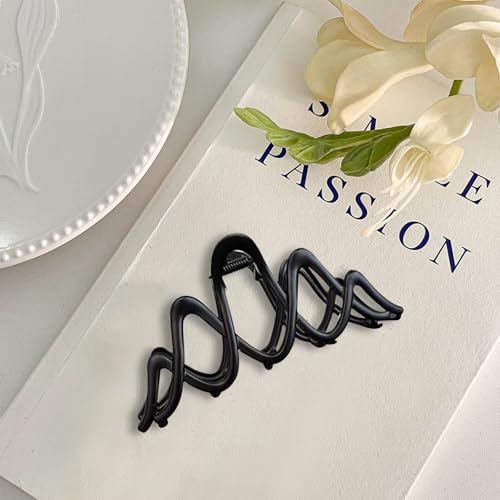 Metal Claw Clip for Thick Hair, Black Claw Clip with Strong Hold, Non-Slip Metal Hair Clip for Buns, Twists & Half-Up Styles, 1 Piece